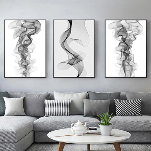 Flowing Dynamic Vapor Waveforms Minimalist Abstract Wall Art For Modern Interior Decor