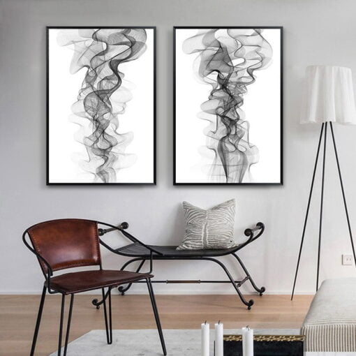 Flowing Dynamic Vapor Waveforms Minimalist Abstract Wall Art For Modern Interior Decor