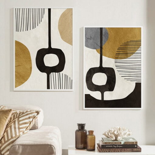 Geometric Line Compositions Modern Abstract Nordic Wall Art Living Room Dining Room Art Decor