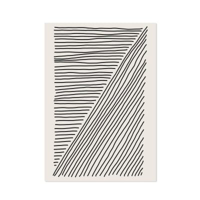 Geometric Sketched Lines Abstract Black White Wall Art For Minimalist Living Room Home Decor