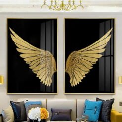 Golden Wings Wall Art Modern Chic Fashion Pictures For Luxury Living Room Wall Decor