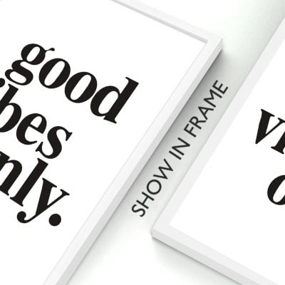 Good Vibes Only Poster Black White Fine Art Canvas Print Daily Mantra Home Wall Decor