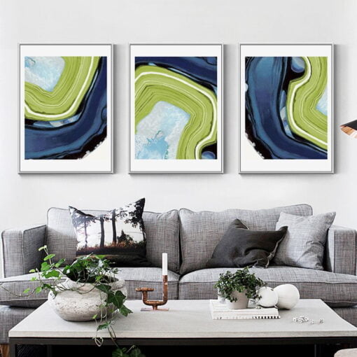 Green Blue Ice Marble Wall Art Abstract Pictures For Modern Living Room Home Art Decor