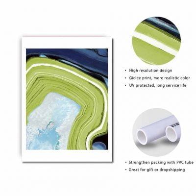 Green Blue Ice Marble Wall Art Abstract Pictures For Modern Living Room Home Art Decor