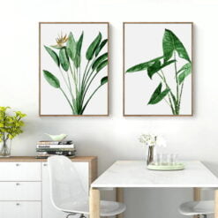 Green Leaves Strelitzia Houseplant Wall Art Scandinavian Style Pictures For Living Room
