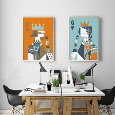 King Queen Abstract Poker Cards Wall Art Fine Art Canvas Prints For Home Office Decor