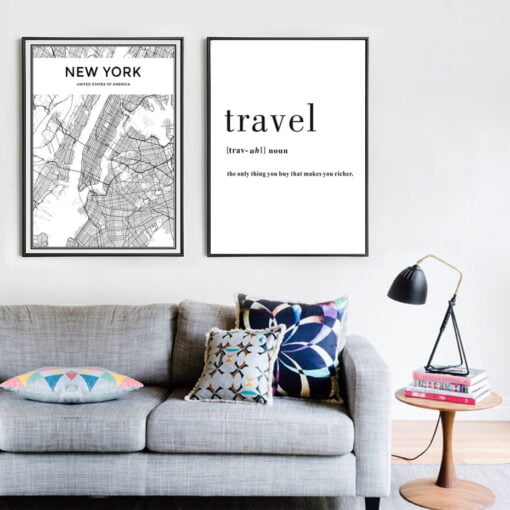 London Paris New York City Maps Wall Art Black White Fashionable Pictures For Home Office