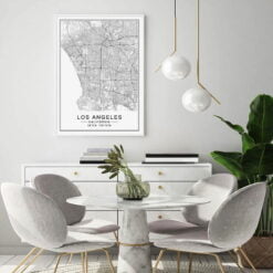 Los Angeles City Map Wall Art Black White California Posters For Living Room Home Office Decor