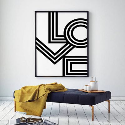 Love Poster Minimalist Typographic Wall Art Fine Art Canvas Print For Scandinavian Interior Design