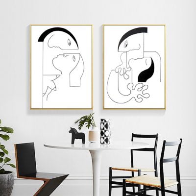 Minimalist Abstract Lovers Figure Art Wall Art Pictures For Bedroom Living Room Decor