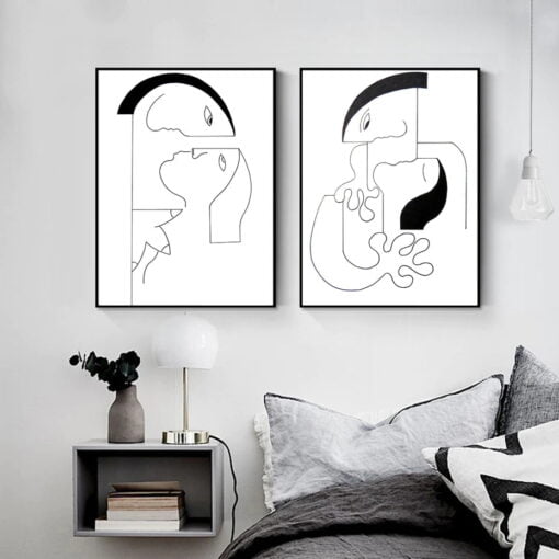 Minimalist Abstract Lovers Figure Art Wall Art Pictures For Bedroom Living Room Decor