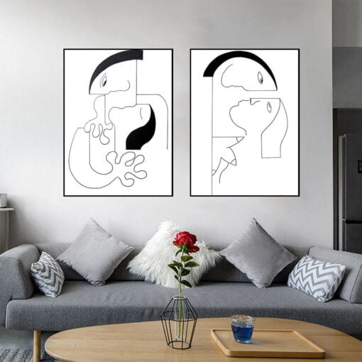 Minimalist Abstract Lovers Figure Art Wall Art Pictures For Bedroom Living Room Decor