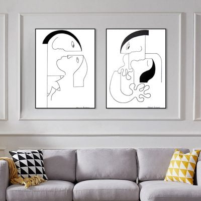 Minimalist Abstract Lovers Figure Art Wall Art Pictures For Bedroom Living Room Decor