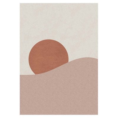 Minimalist Abstract Terracotta Sun Moon Wall Art Pictures For Modern Living Room Decor