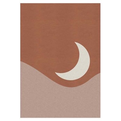 Minimalist Abstract Terracotta Sun Moon Wall Art Pictures For Modern Living Room Decor