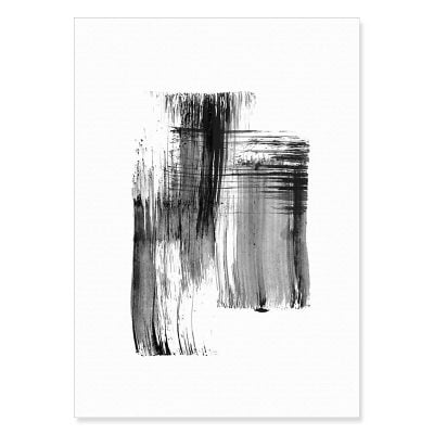 Minimalist Black Brush Strokes Wall Art Pictures For Scandinavian Home Office Interior Decor