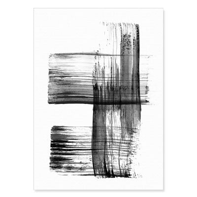 Minimalist Black Brush Strokes Wall Art Pictures For Scandinavian Home Office Interior Decor