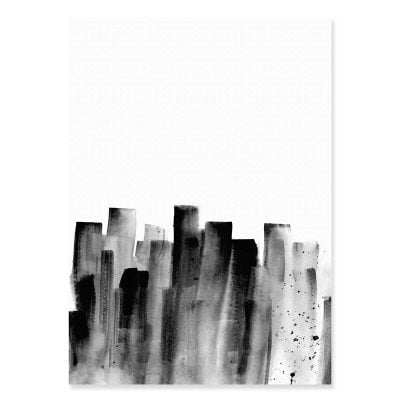 Minimalist Black Brush Strokes Wall Art Pictures For Scandinavian Home Office Interior Decor