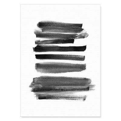 Minimalist Black Brush Strokes Wall Art Pictures For Scandinavian Home Office Interior Decor