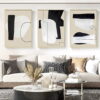 Minimalist Black White Beige Abstract Wall Art Pictures For Modern Apartment Living Room