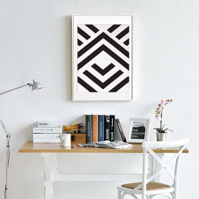 Minimalist Black White Geometric Aztec Chevron Poster Wall Art Picture For Scandinavian Interiors