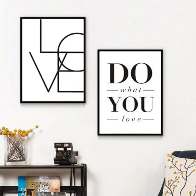 Minimalist Black White Inspirational Love Life Quotes Poster Fine Art Canvas Prints Wall Art Decor