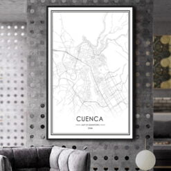 Minimalist City Map Wall Art Black & White Posters For Modern Home Office Art Decoration