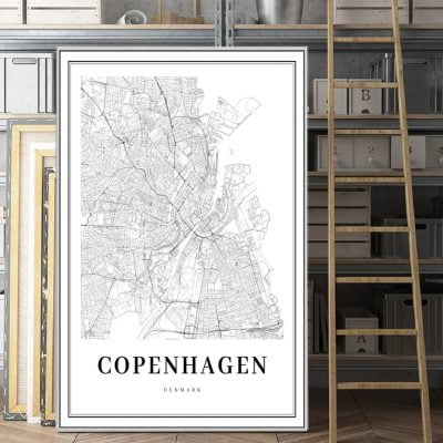 Minimalist City Map Wall Art Black & White Posters For Modern Home Office Art Decoration