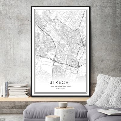 Minimalist City Map Wall Art Black & White Posters For Modern Home Office Art Decoration