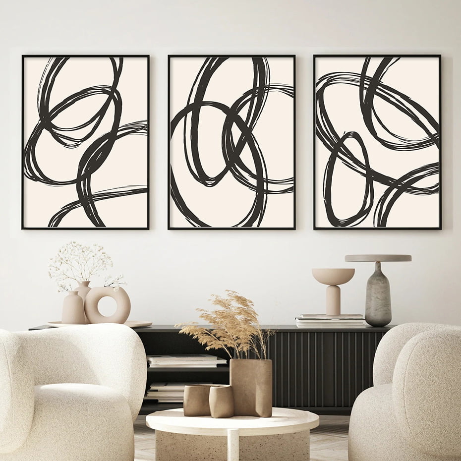 Minimalist Flowing Geometry Wall Art Fine Art Canvas Prints For Modern Living Room