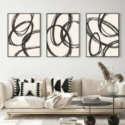 Minimalist Flowing Geometry Wall Art Fine Art Canvas Prints For Modern Living Room