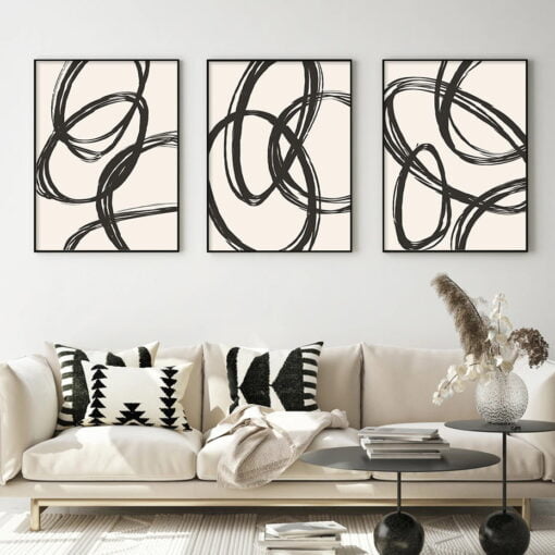 Minimalist Flowing Geometry Wall Art Fine Art Canvas Prints For Modern Living Room