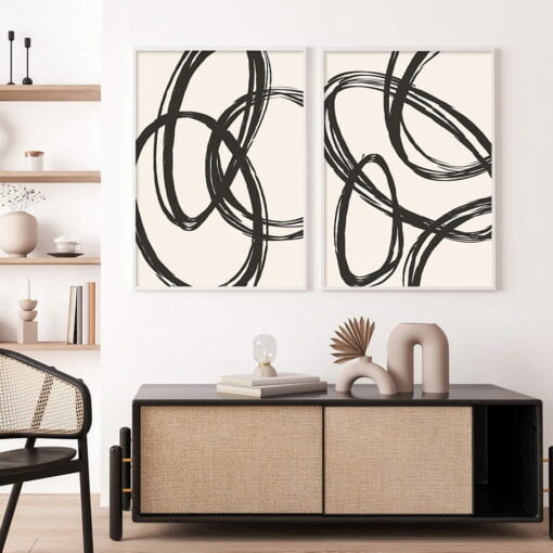 Minimalist Flowing Geometry Wall Art Fine Art Canvas Prints For Modern Living Room