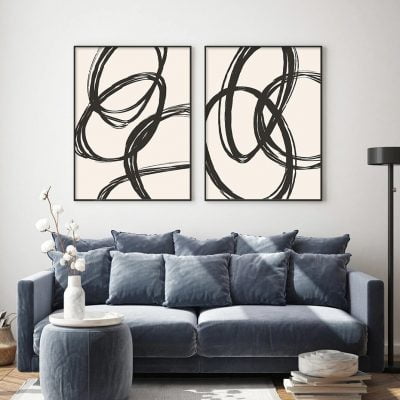 Minimalist Flowing Geometry Wall Art Fine Art Canvas Prints For Modern Living Room