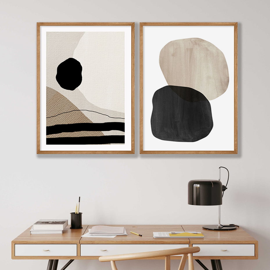 Minimalist Neutral Color Geomorphic Nordic Wall Art Fine Art Canvas Prints For Living Room