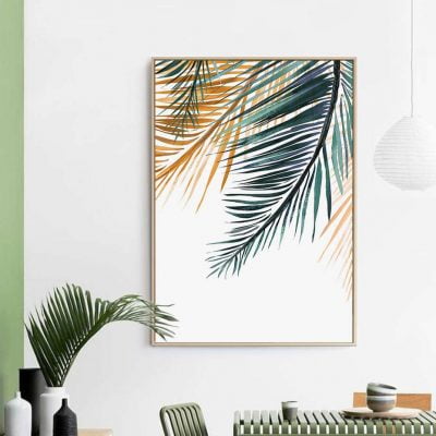 Minimalist Nordic Tropical Botanical Wall Art Green Leaves Posters For Modern Interior Decor