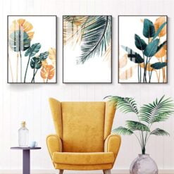 Minimalist Nordic Tropical Botanical Wall Art Green Leaves Posters For Modern Interior Decor