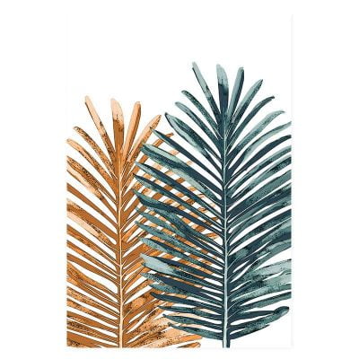 Minimalist Nordic Tropical Botanical Wall Art Green Leaves Posters For Modern Interior Decor