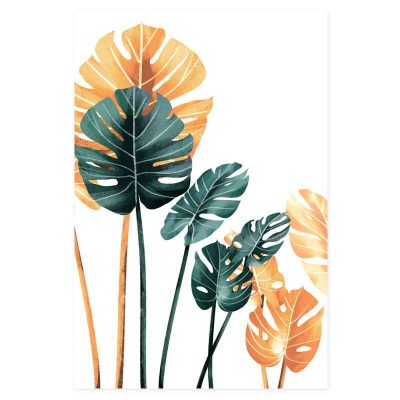 Minimalist Nordic Tropical Botanical Wall Art Green Leaves Posters For Modern Interior Decor