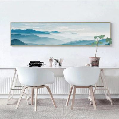 Misty Morning Forest Landscape Wide Format Nordic Wall Art For Bedroom Living Room