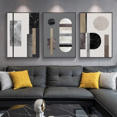 Modern Abstract Architectural Textural Wall Art For Luxury Loft Living Room Home Office Decor