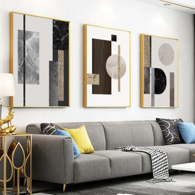 Modern Abstract Architectural Textural Wall Art For Luxury Loft Living Room Home Office Decor