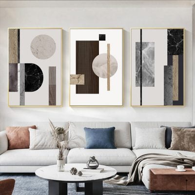 Modern Abstract Architectural Textural Wall Art For Luxury Loft Living Room Home Office Decor