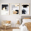 Modern Abstract Black White Gray Golden Oil Textural Wall Art For Loft Living Room Decor