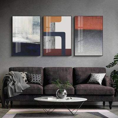 Modern Abstract Design Wall Art Color Block Pictures For Living Room Home Office Decor