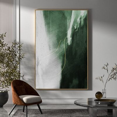 Modern Abstract Golden Green Black Gray Wall Art Pictures For Modern Loft Apartment