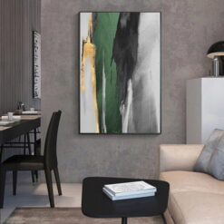 Modern Abstract Golden Green Black Gray Wall Art Pictures For Modern Loft Apartment