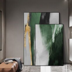 Modern Abstract Golden Green Black Gray Wall Art Pictures For Modern Loft Apartment