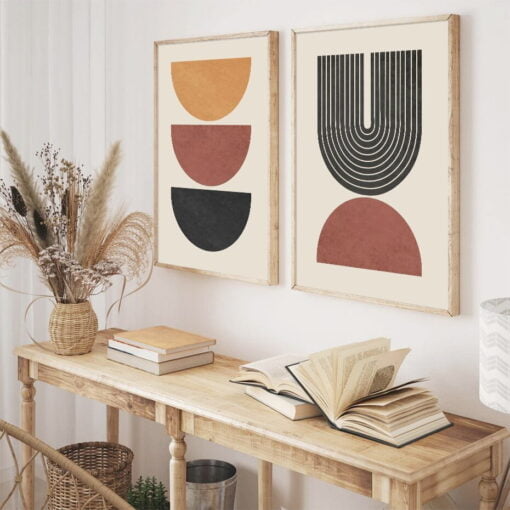 Modern Abstract Minimalist Wall Art Pictures For Mid Century Style Living Room Home Decor