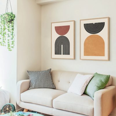 Modern Abstract Minimalist Wall Art Pictures For Mid Century Style Living Room Home Decor